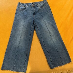 French Dressing Jeans Olivia Women's Blue Wide-Leg Crop Jeans Sz 14